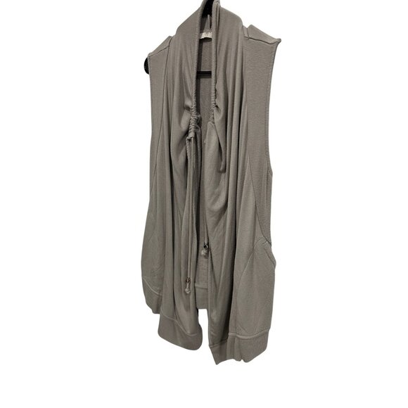 Athleta Taupe Sleeveless Drape Front Vest Adjustable Drawstring Womens Sz XS - Picture 3 of 10